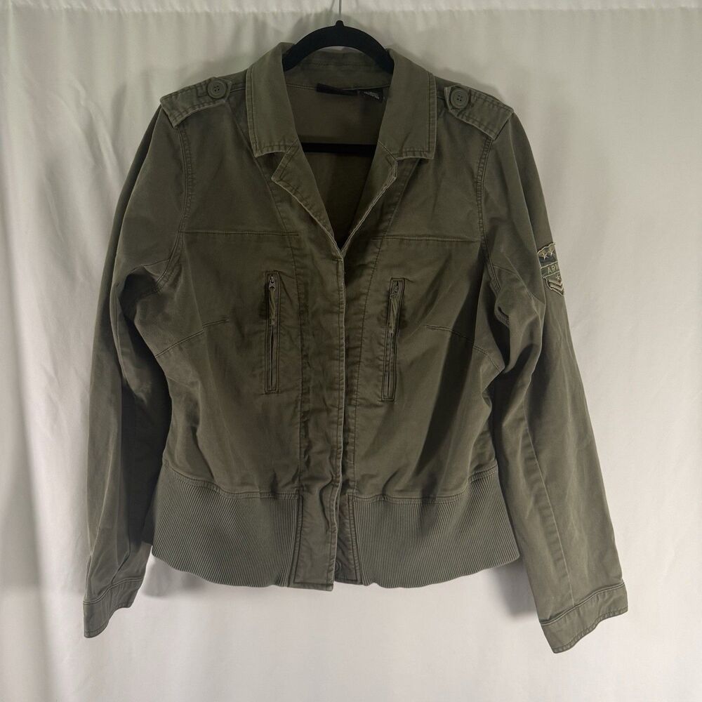 Torrid Utility Jacket Women's 2X Green Button Up Collared Long Sleeve Pockets